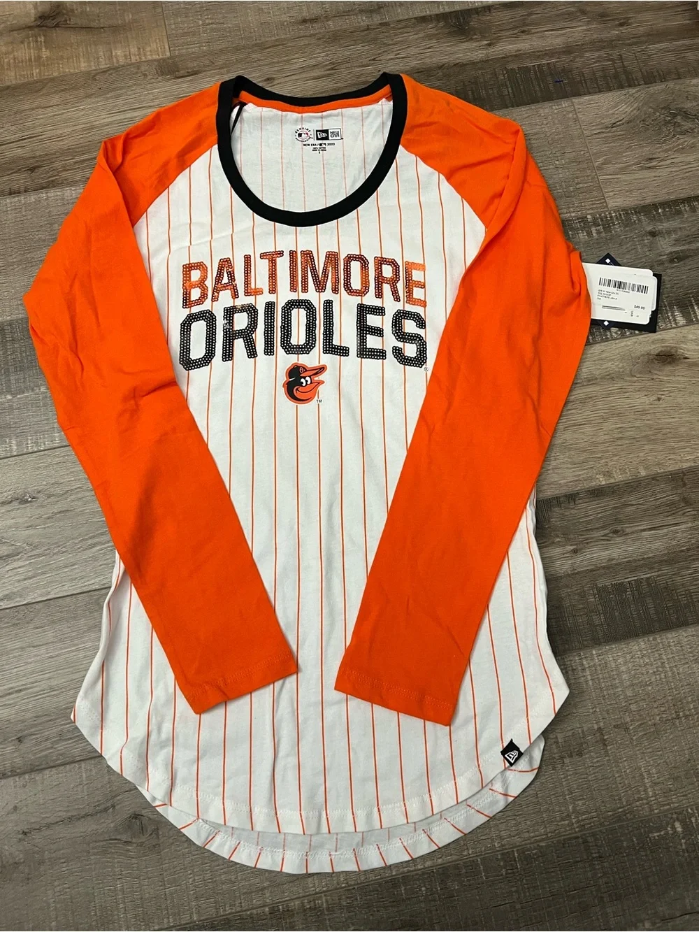 New Era Baltimore Orioles women’s sequin jersey sz S NWT